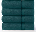 Ultra Soft 4 Pack Oversized Extra Large Bath Towels 30X54 Teal Weighs 22 Ounces - 100% Pure Ringspun Cotton - Luxurious Rayon Trim - Ideal for Everyday Use - Easy Care Machine Wash