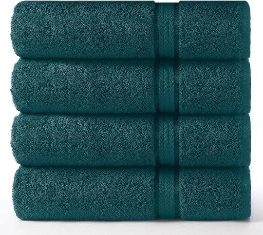 BASK Oversized Cotton Bath Towels – 4 Pack, 30x54 in, Teal