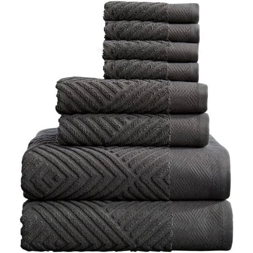 100% Organic Cotton Luxury Bathroom Towel Set for Hotel & Spa, 8-Piece, Gray