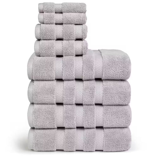 BASK Infinity Cotton Bath Towel Set – 8 Piece, Silver