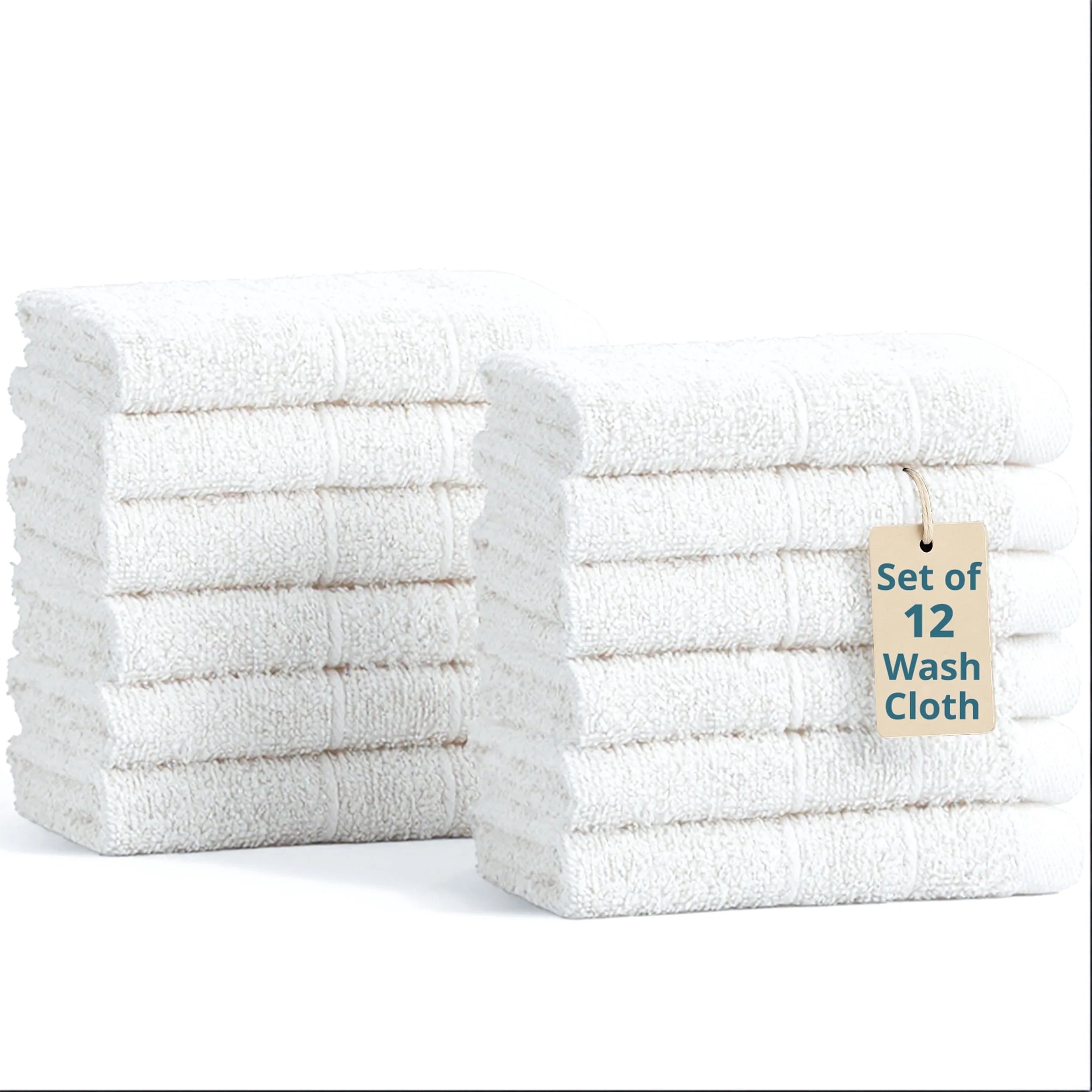 Washcloths 12 Pack, Luxury Cotton Bathroom Washcloths, Soft Washcloths for Face 13"X13" Wash Cloths - White