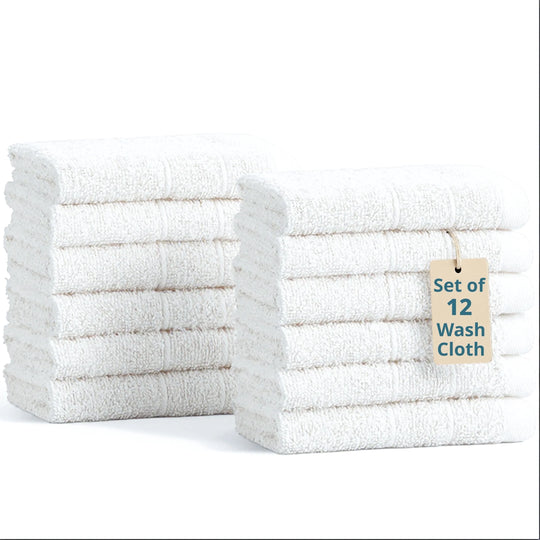 BASK Cotton Washcloths – 12 Pack, White
