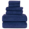 6-Piece Solid Navy 100% Cotton Bath Towel Set