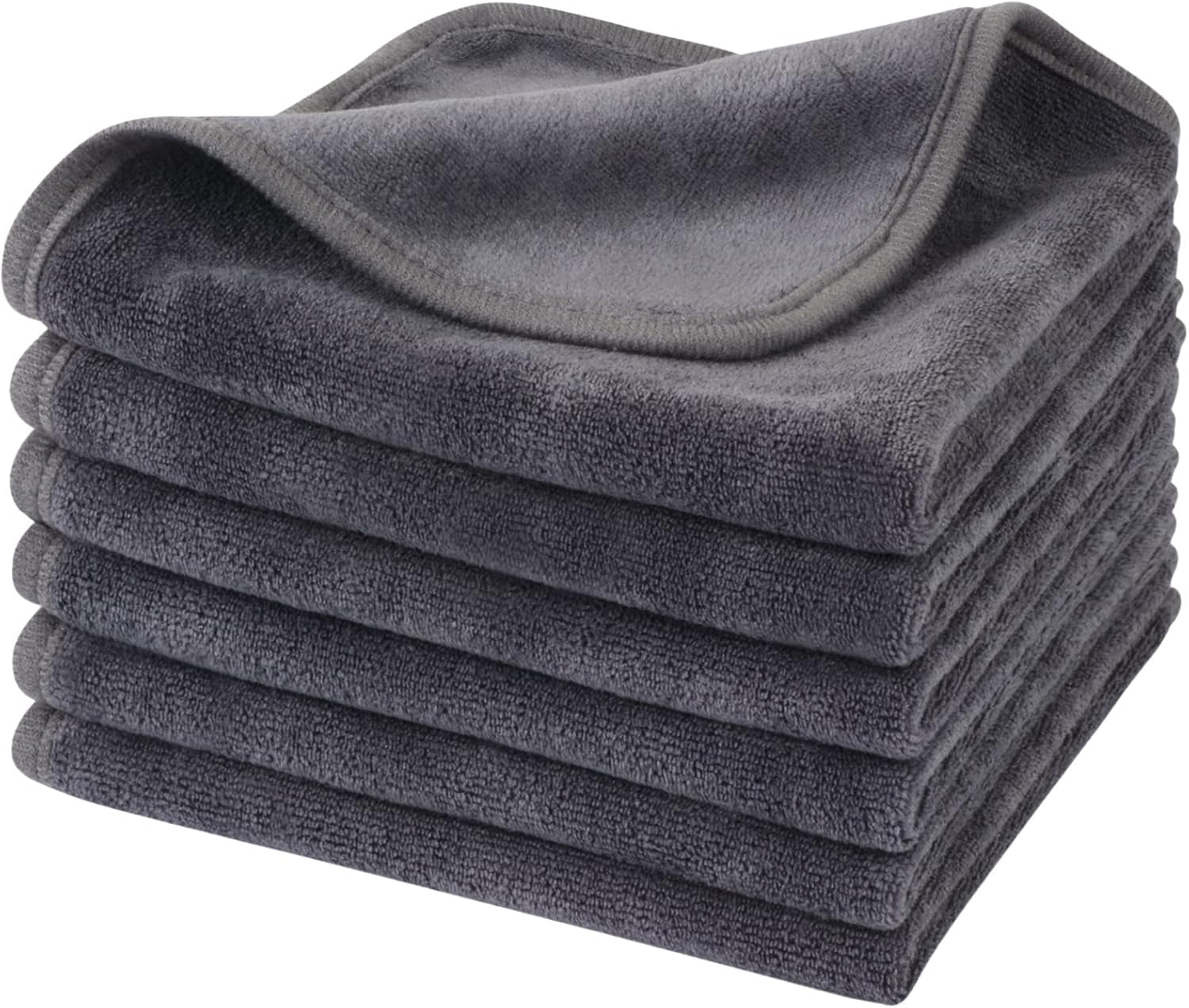 Face Towels Soft Washcloths Quick Drying Face Cloths Reusable Makeup Remover Cloths Microfiber Facial Cloths for Washing Face Gray Makeup Washcloths 6 Pack